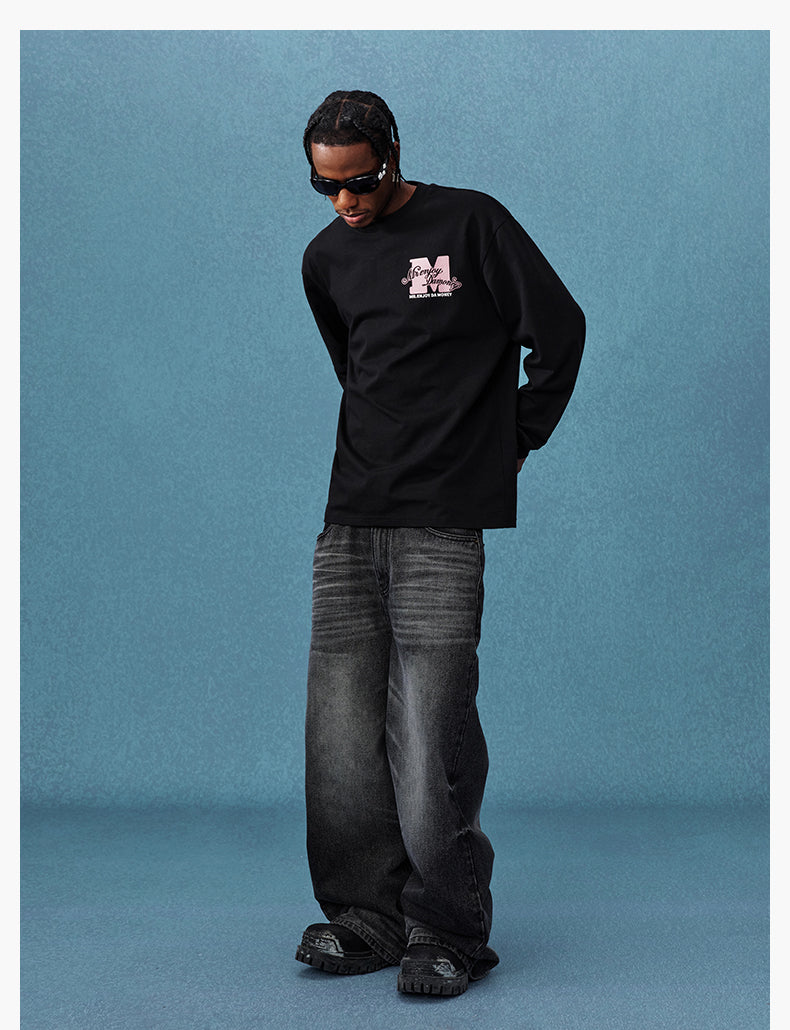 MEDM Basic M Logo Printed Long Sleeve Tee | Face 3 Face