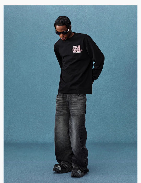 MEDM Basic M Logo Printed Long Sleeve Tee | Face 3 Face