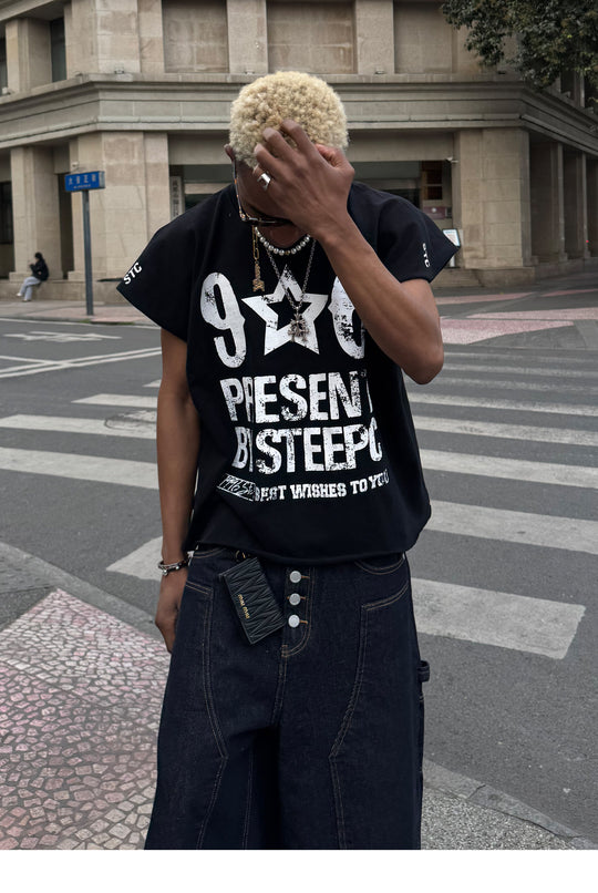 STEEPC Aged Printed Sleeveless Tee | Face 3 Face