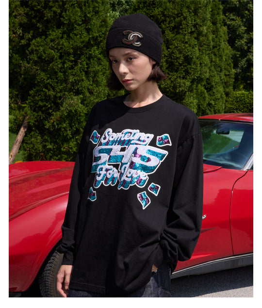 S45 3D Sequined Letter Logo Long Sleeve Tee | Face 3 Face