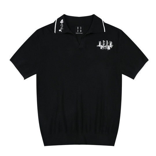 MEDM Rose Embroidered Waffle Knit Polo | Face 3 Face