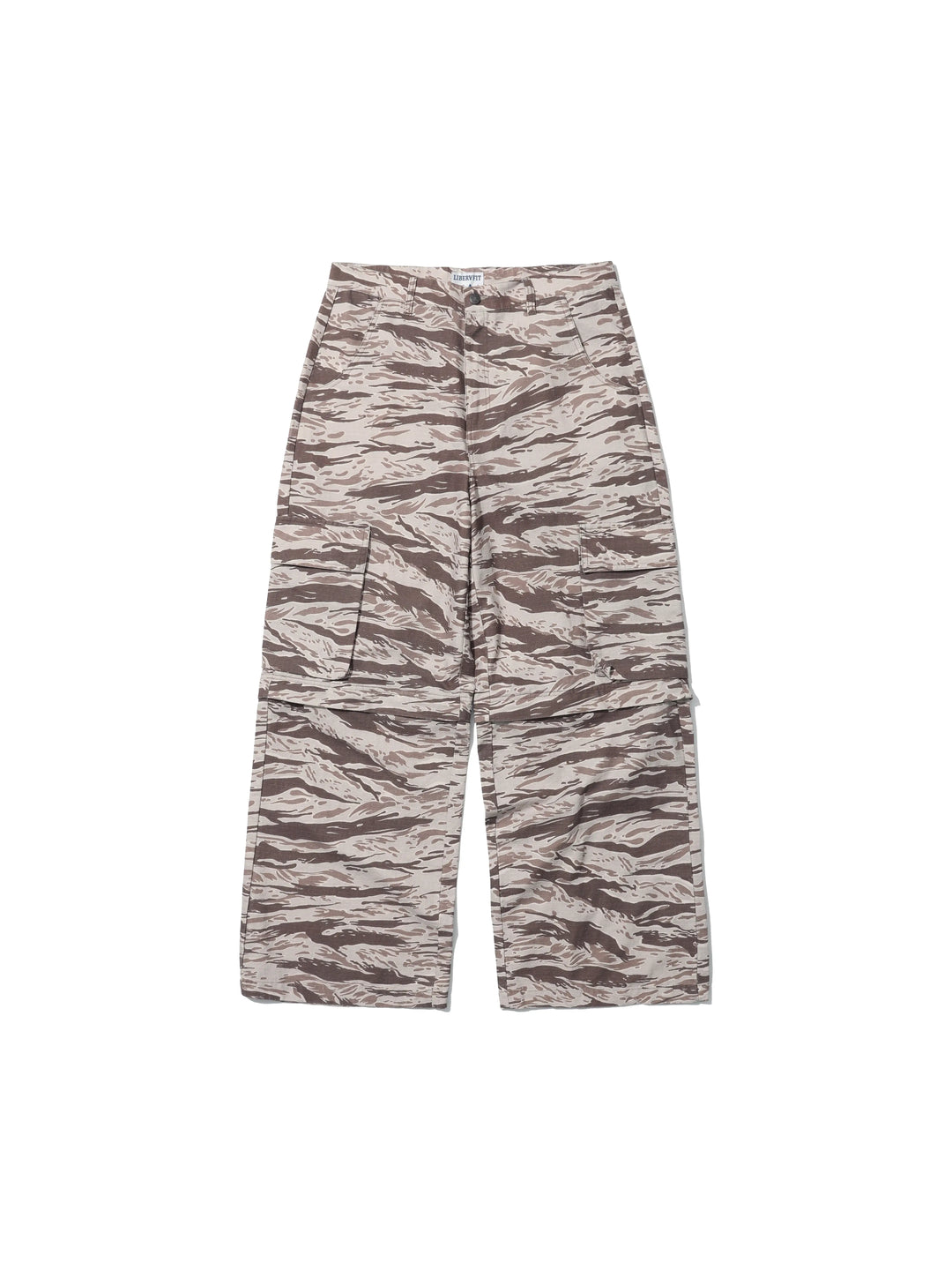 LIBERAFIT Tiger Camo 3D Patch Pocket Zip Off Cargo Pants | Face 3 Face