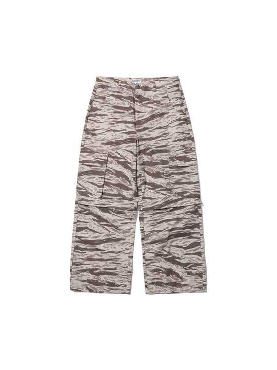 LIBERAFIT Tiger Camo 3D Patch Pocket Zip Off Cargo Pants | Face 3 Face