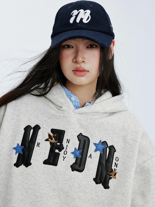 MEDM Star Logo Leather Patch Hoodie | Face 3 Face