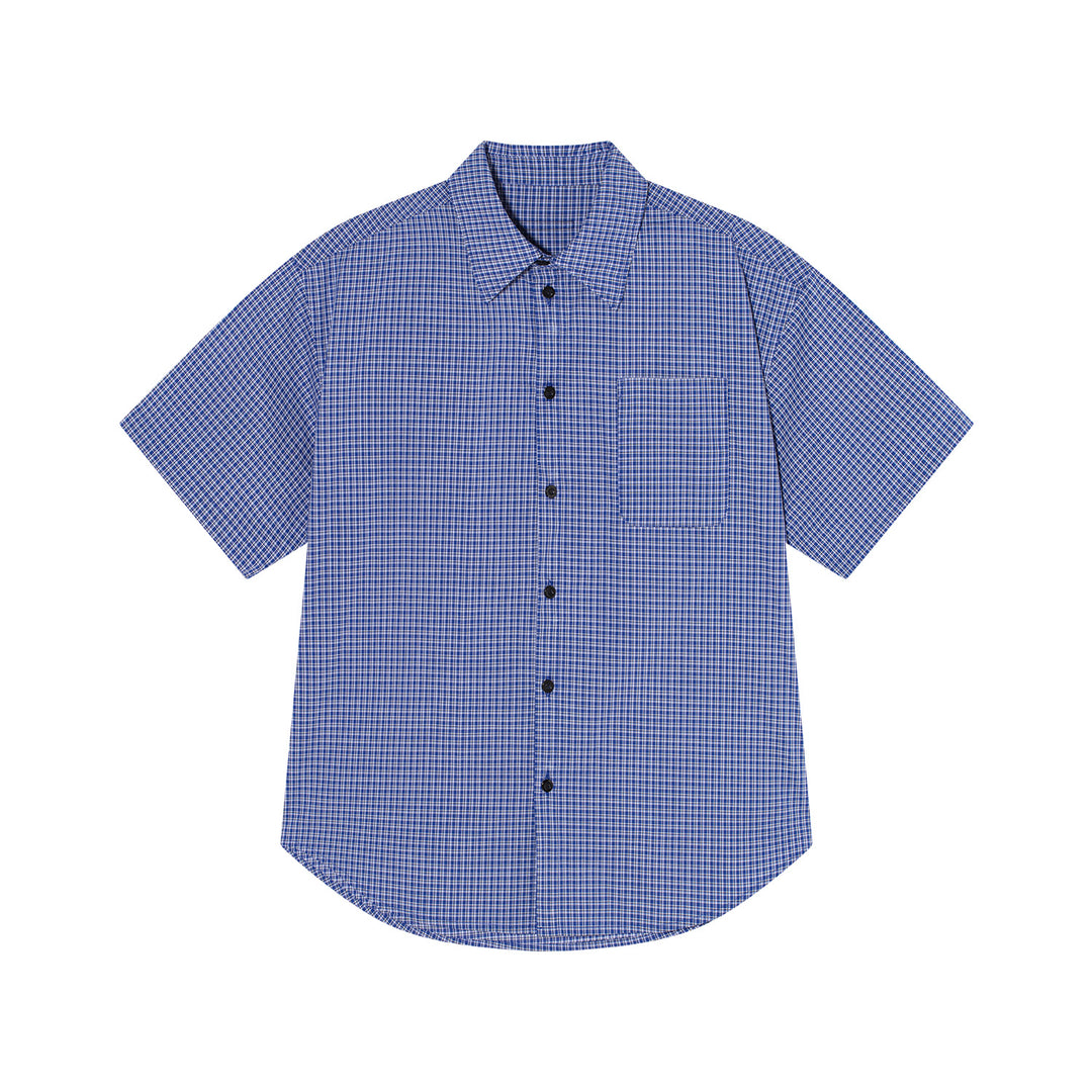 AFGK Plaid Leather Patch Short Sleeve Shirt | Face 3 Face
