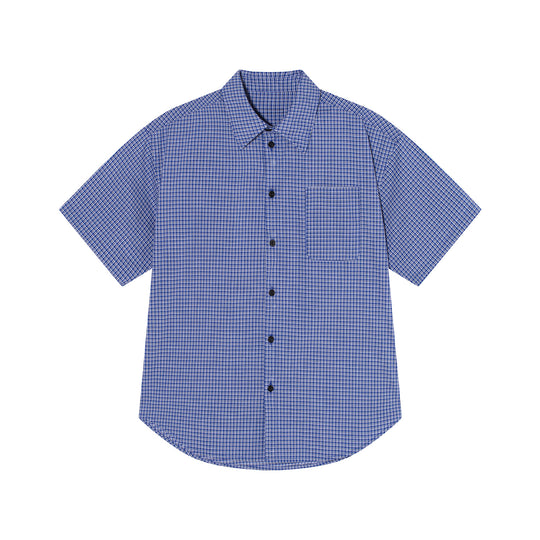 AFGK Plaid Leather Patch Short Sleeve Shirt | Face 3 Face