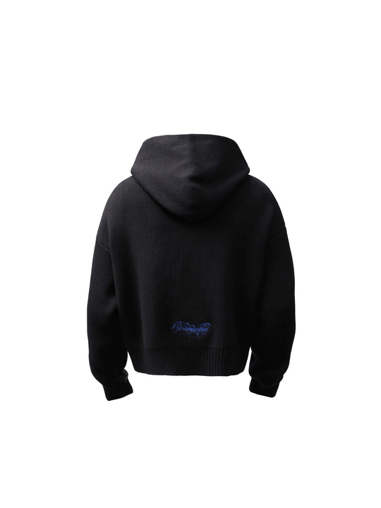 KARMANISTIC Embroidered Zip Up Knit Hoodie | Face 3 Face