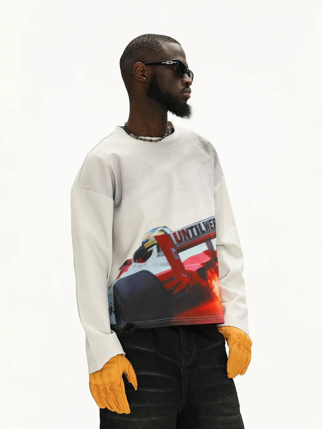 UNTILWERICH Racing Graphic Waffle Long Sleeve Tee | Face 3 Face