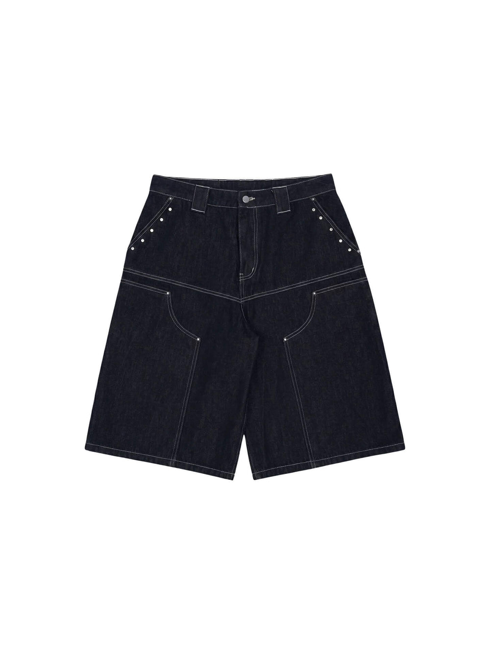1807 Diamond Stud Double Knee Baggy Shorts | Face 3 Face