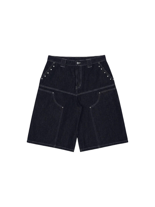1807 Diamond Stud Double Knee Baggy Shorts | Face 3 Face