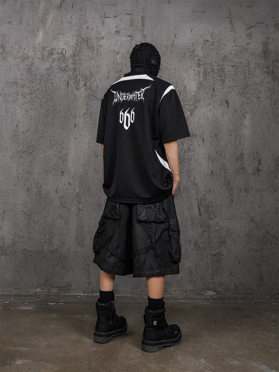 UNDERWATER Black and White Deconstructed Patchwork Embroidered Jersey Tee | Face 3 Face