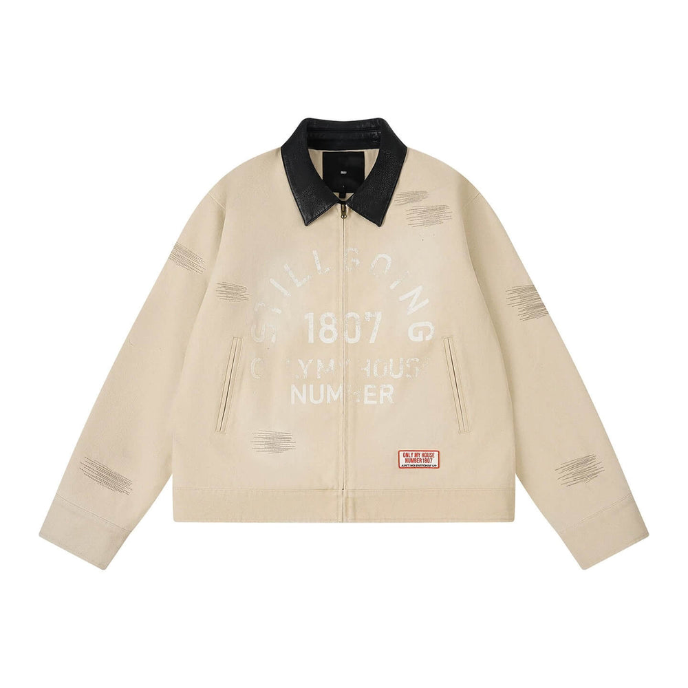 1807 Stitch Embroidered Leather Collar Detroit Jacket | Face 3 Face