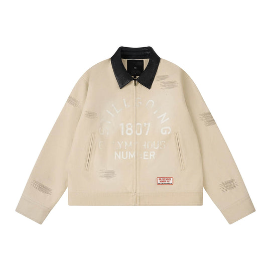 1807 Stitch Embroidered Leather Collar Detroit Jacket | Face 3 Face