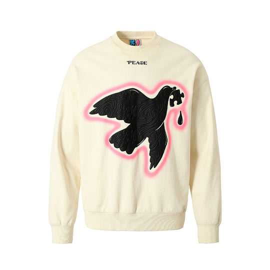 YADcrew Peace Dove 3D Foam Dot Printing Sweatshirt | Face 3 Face