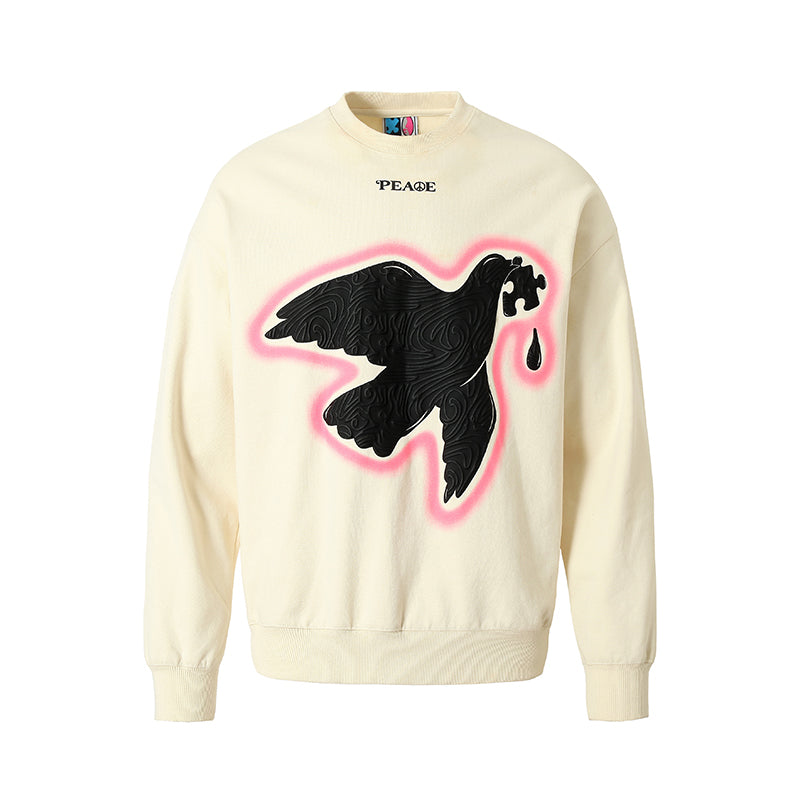 YADcrew Peace Dove 3D Foam Dot Printing Sweatshirt | Face 3 Face