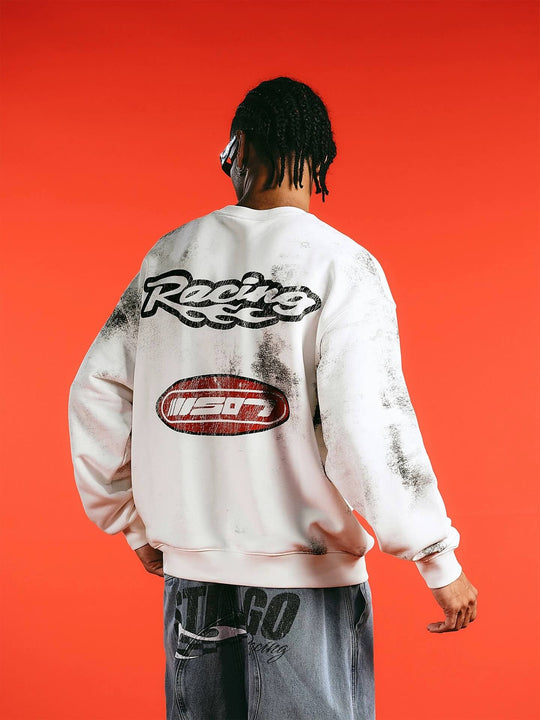 1807 Racing Vintage Printed Distressed Sweatshirt | Face 3 Face