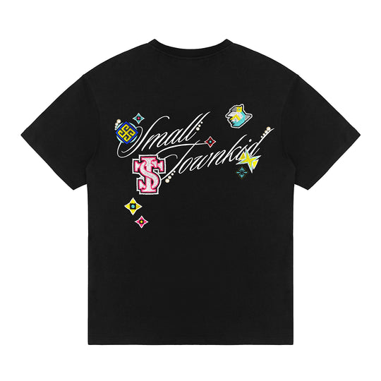 Small Town Kid Ethnic Patchwork Pearl Embellished Tee | Face 3 Face