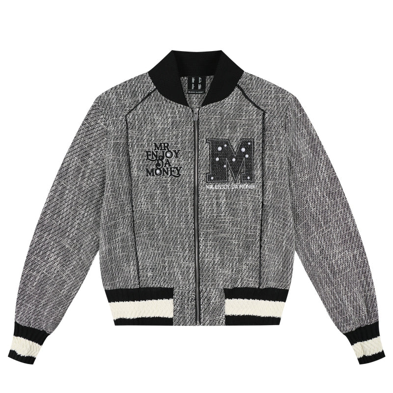 MEDM Pearl Tweed Short Varsity Jacket | Face 3 Face