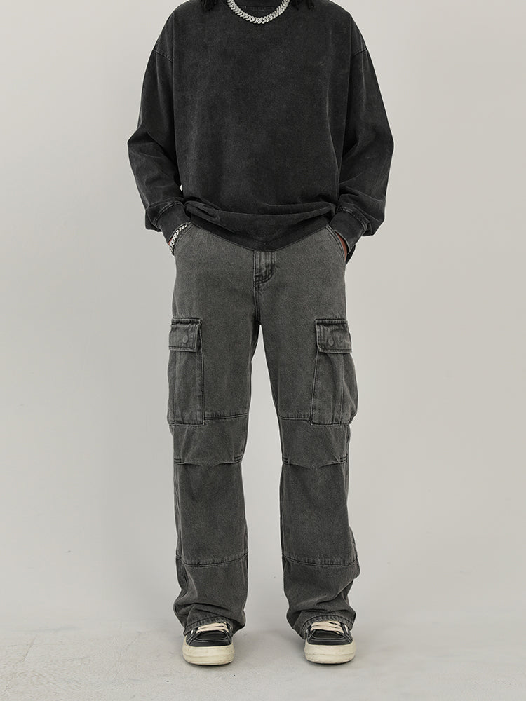 F3F Select Washed Patchwork Multi Pocket Work Cargo Pants