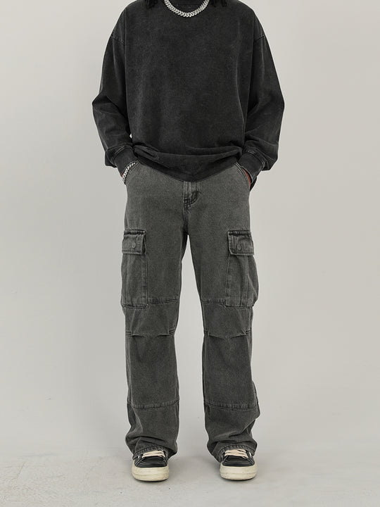 F3F Select Washed Patchwork Multi Pocket Work Cargo Pants