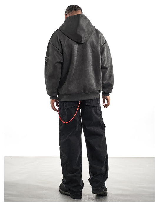 F3F Select Embroidered Faux Suede Hoodie | Face 3 Face