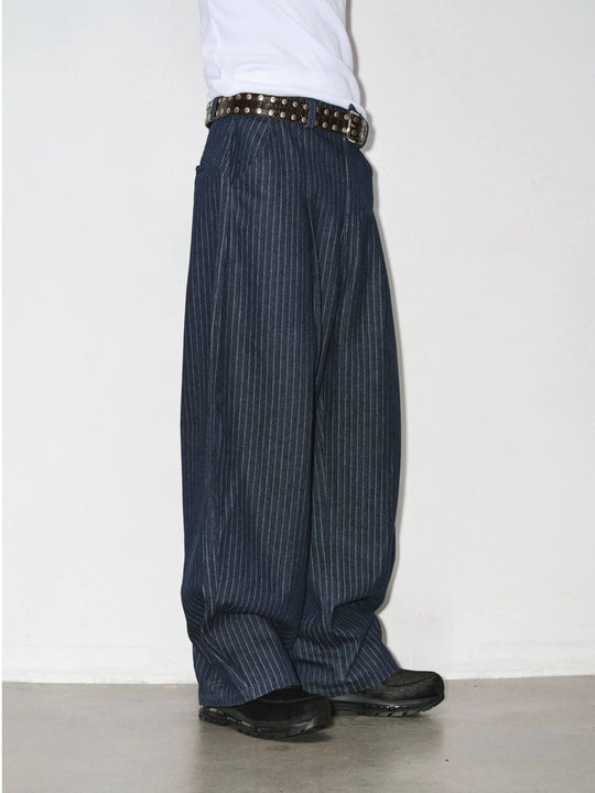 NOVACAM Striped Curved Baggy Jeans | Face 3 Face