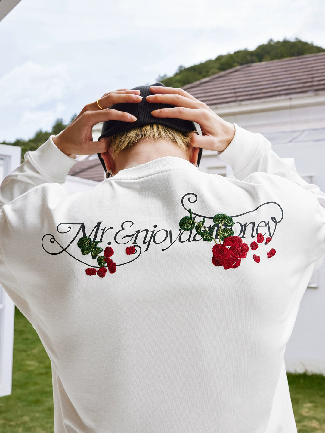 MEDM Big M Flower Embroidered Long Sleeve Tee | Face 3 Face