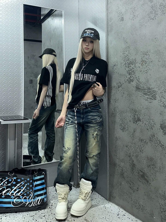 ANTIDOTE Stone Washed Ripped 3D Cut Jeans | Face 3 Face