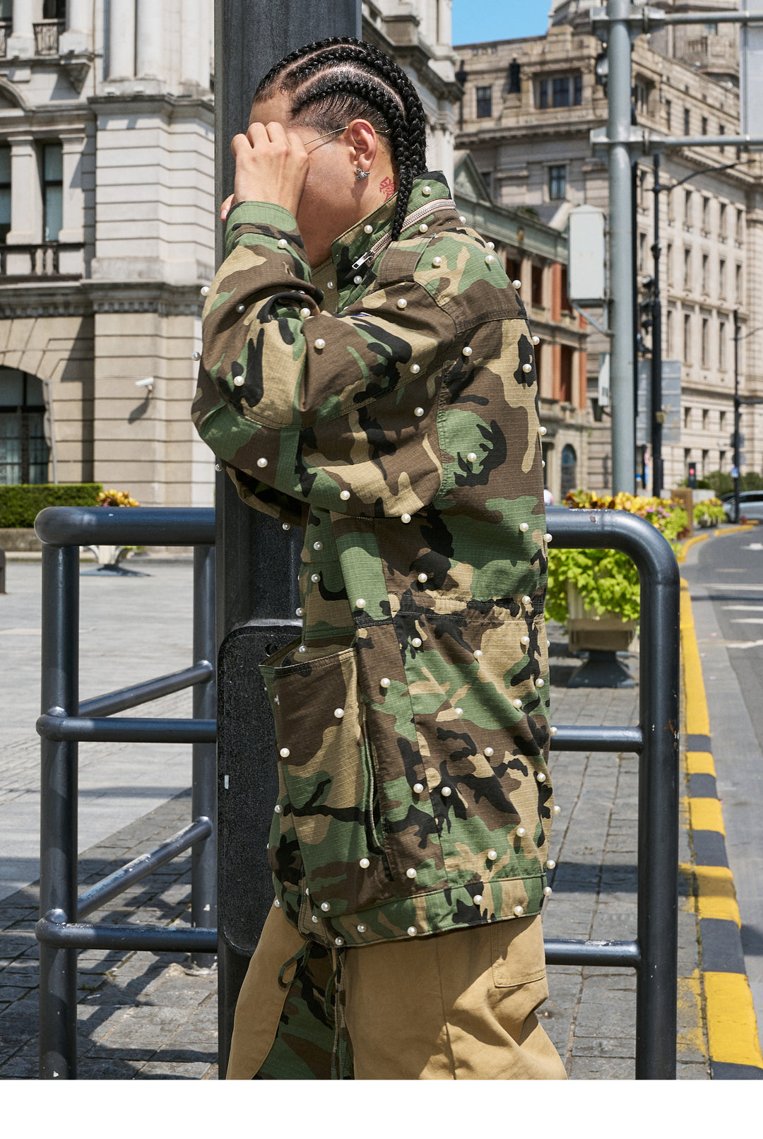 STEEPC Camouflage Pearl Studded M65 Field Jacket | Face 3 Face