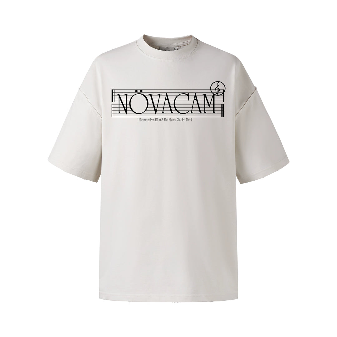 NOVACAM Musical Notes Logo Washed Reverse Stitching Tee | Face 3 Face