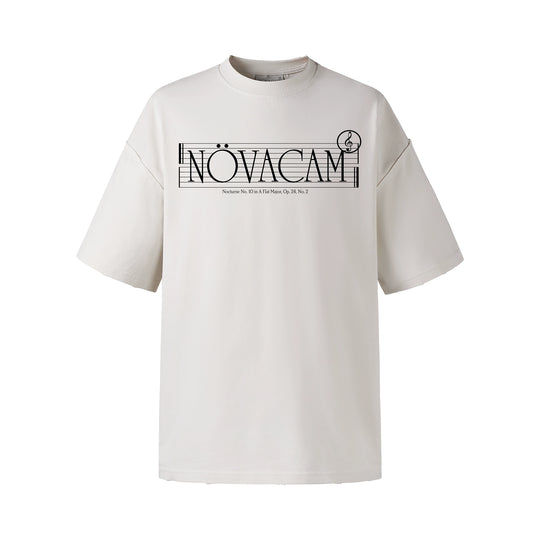 NOVACAM Musical Notes Logo Washed Reverse Stitching Tee | Face 3 Face