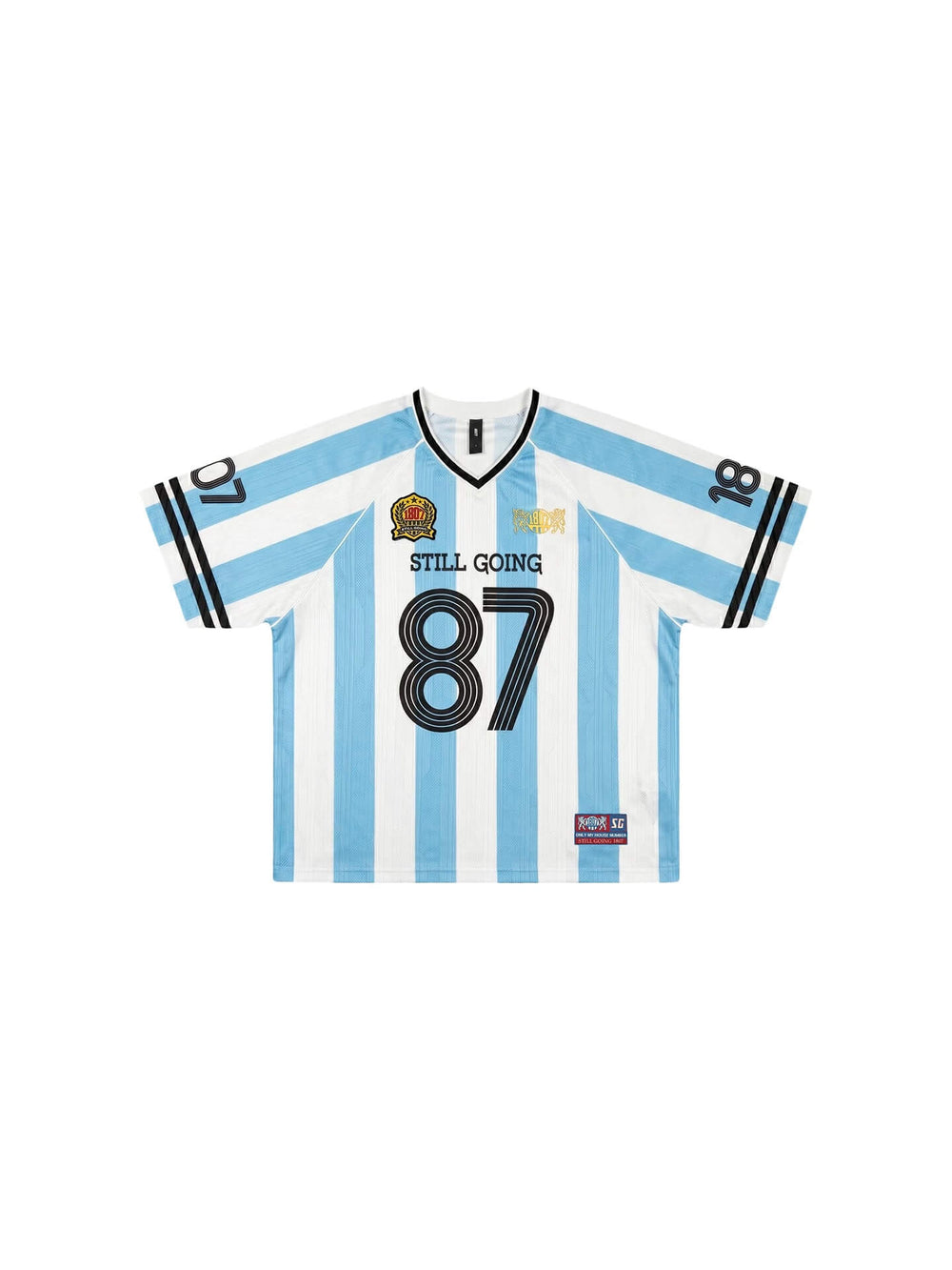 1807 Patterned Fabric Stripe Print Short Sleeve Soccer Jersey | Face 3 Face