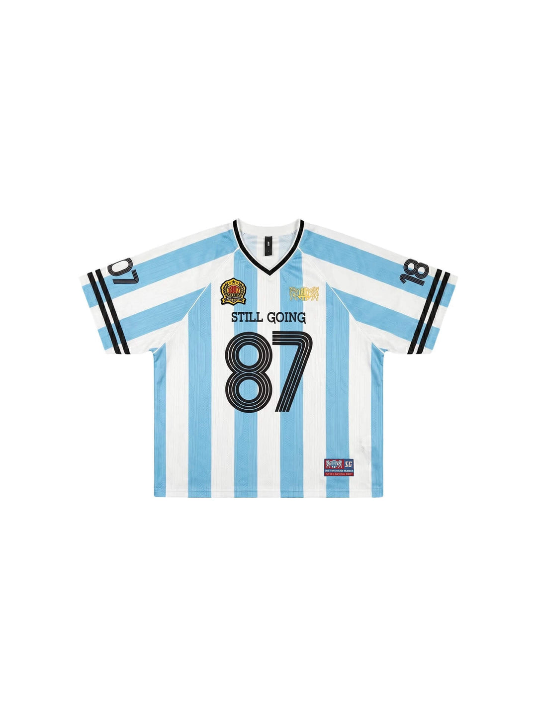 1807 Patterned Fabric Stripe Print Short Sleeve Soccer Jersey | Face 3 Face