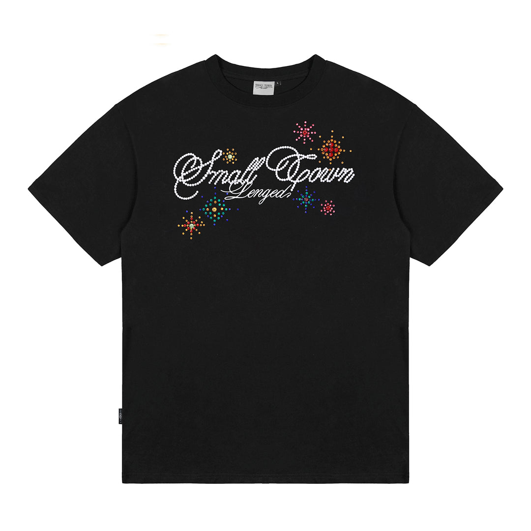Small Town Kid Colorful Fireworks Rhinestone Tee | Face 3 Face