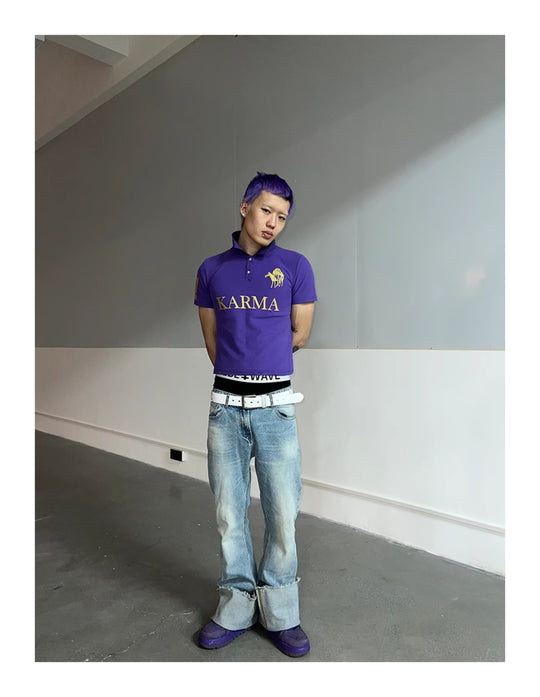 KARMANISTIC Embroidered and Printed Short Polo Shirt | Face 3 Face