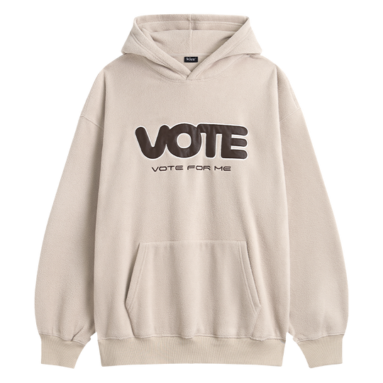 VOTE Fleece Logo Leather Splicing Hoodie