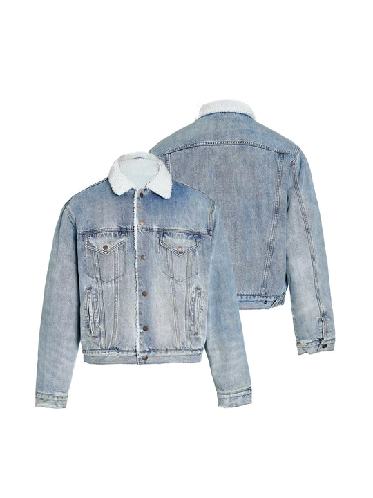 STEEPC Sherpa Lined Washed Denim Jacket | Face 3 Face