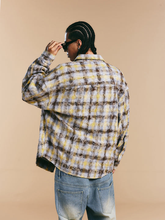 1807 Chain Embroidery Plaid Long Sleeve Shirt | Face 3 Face