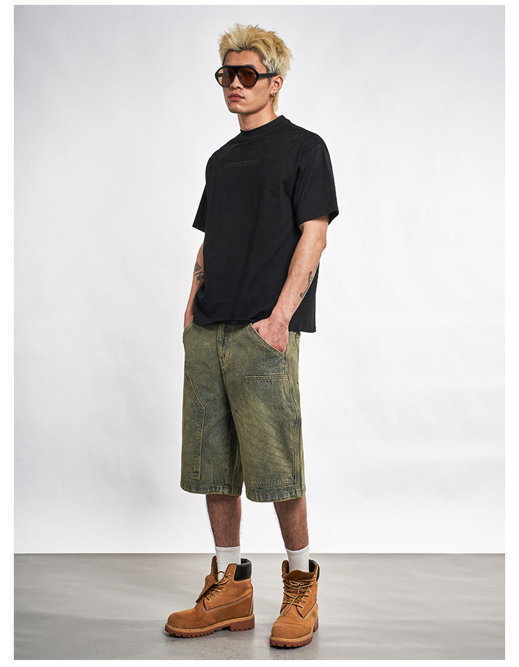 F3F Select Double Knee Line Stitch Denim Shorts | Face 3 Face