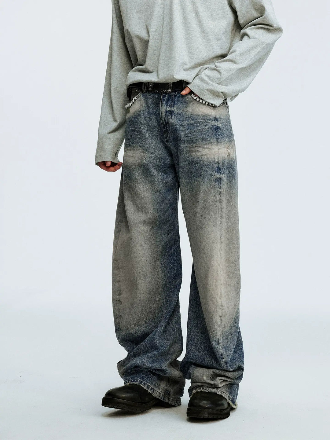 MEDM Stitch Embroidered Washed Jeans | Face 3 Face