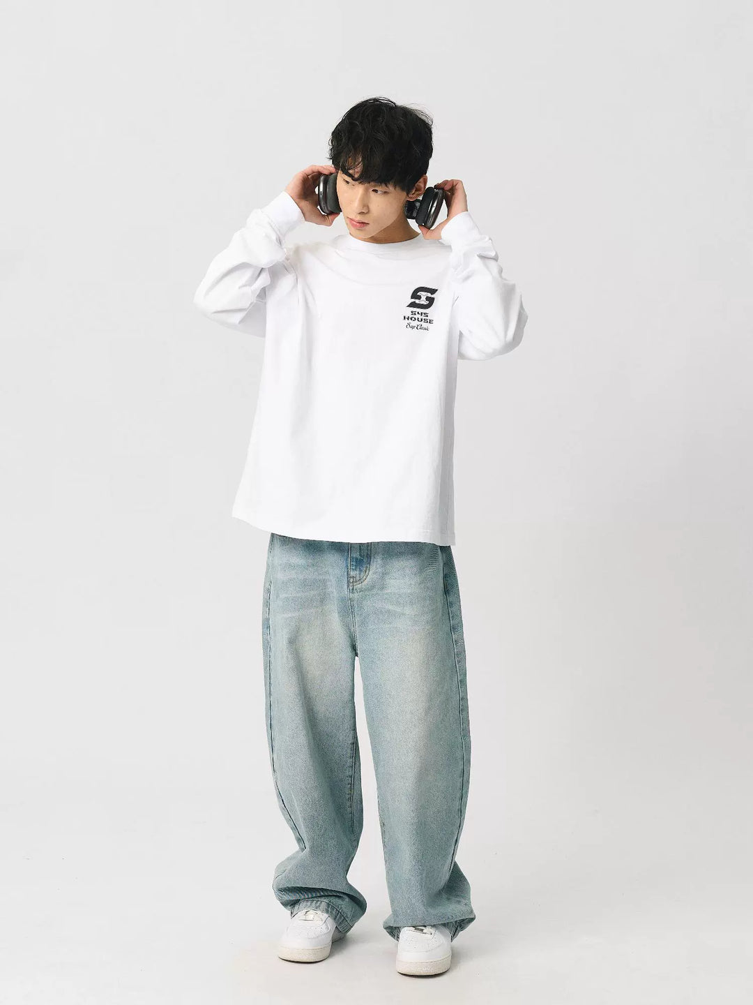 S45 S-Label Basic Logo Printed Long-Sleeve Tee | Face 3 Face