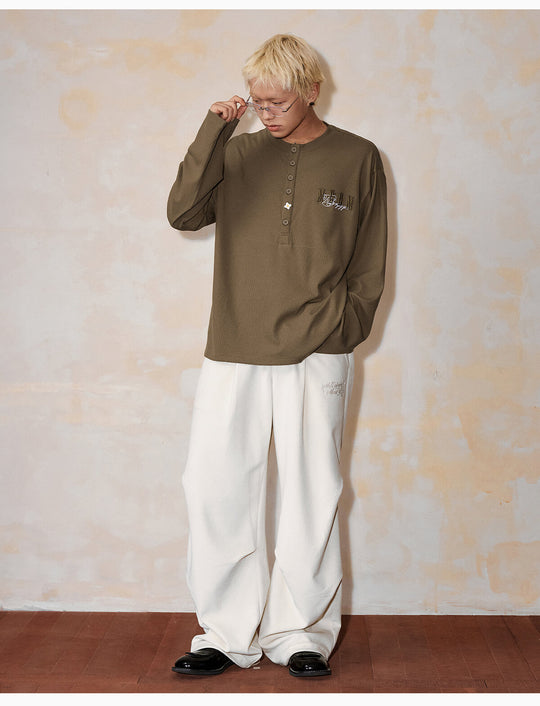 MEDM Flower Button Henley Long Sleeve Tee | Face 3 Face