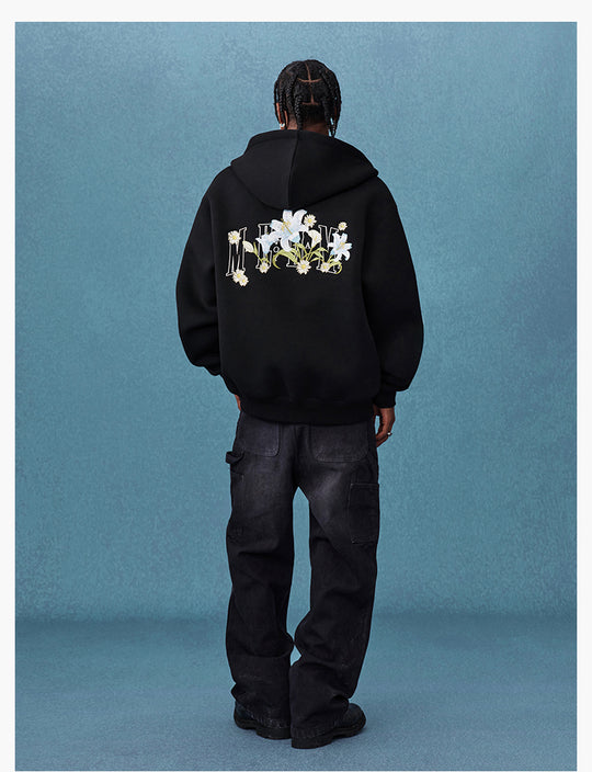 MEDM Floral Embroidery Air Layer Zip-Up Hoodie | Face 3 Face