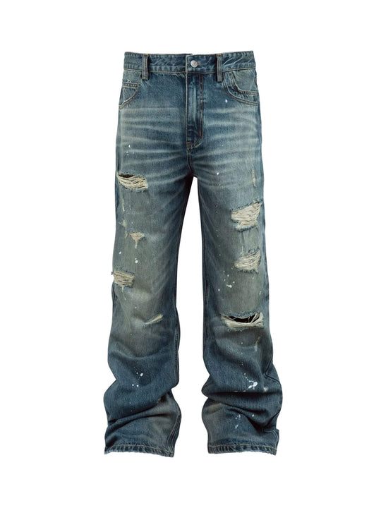 ANTIDOTE Back Embroidery Washed Distressed Jeans | Face 3 Face