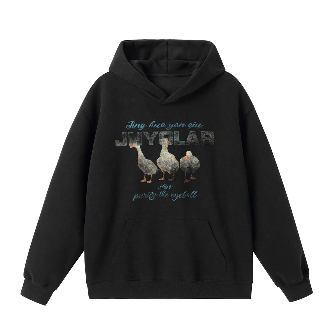JHYQ Vintage Lucky Duck Print Hoodie | Face 3 Face