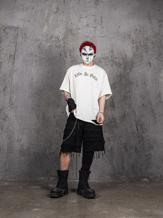 UNDERWATER Dirty-Dyed Distressed Life Is Pain Printed Tee | Face 3 Face