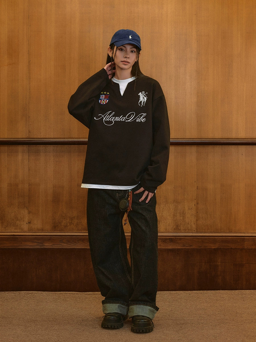 Harsh and Cruel Badge Embroidered Long Sleeve Layered Tee | Face 3 Face