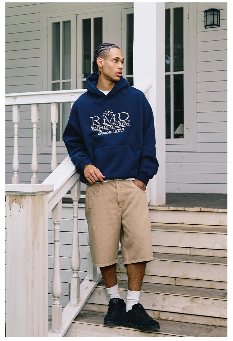 Remedy RMD Pearl Letter Embroidered Hoodie | Face 3 Face