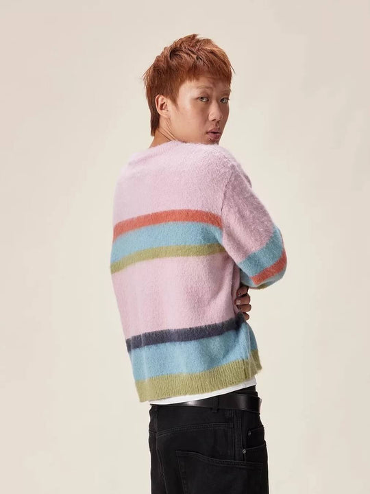 EVILKNIGHT(EK) Rainbow Striped Knit Sweater | Face 3 Face