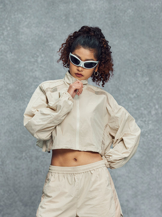 1807 Mesh Patchwork Cropped Track Jacket | Face 3 Face